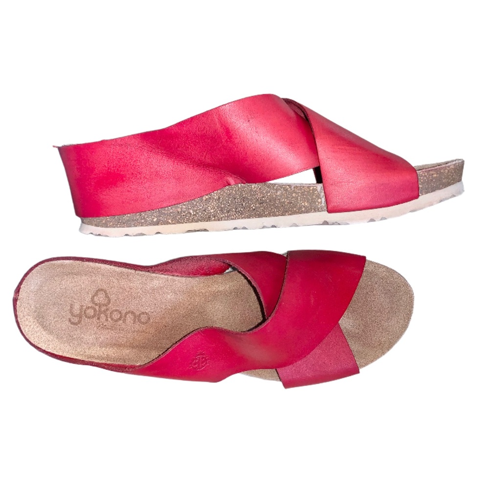 Yokono 9.5 red leather wedges women’s shoes size 9 1/2 - Picture 10 of 14